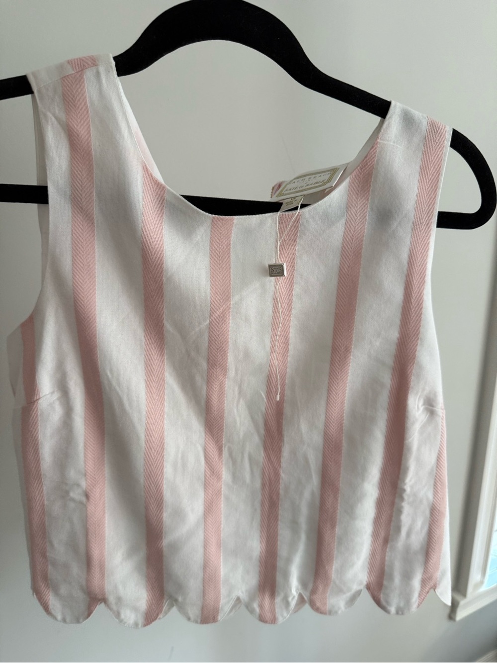 NWT Sail to Sable White and Light Pink Striped Sleeveless Top